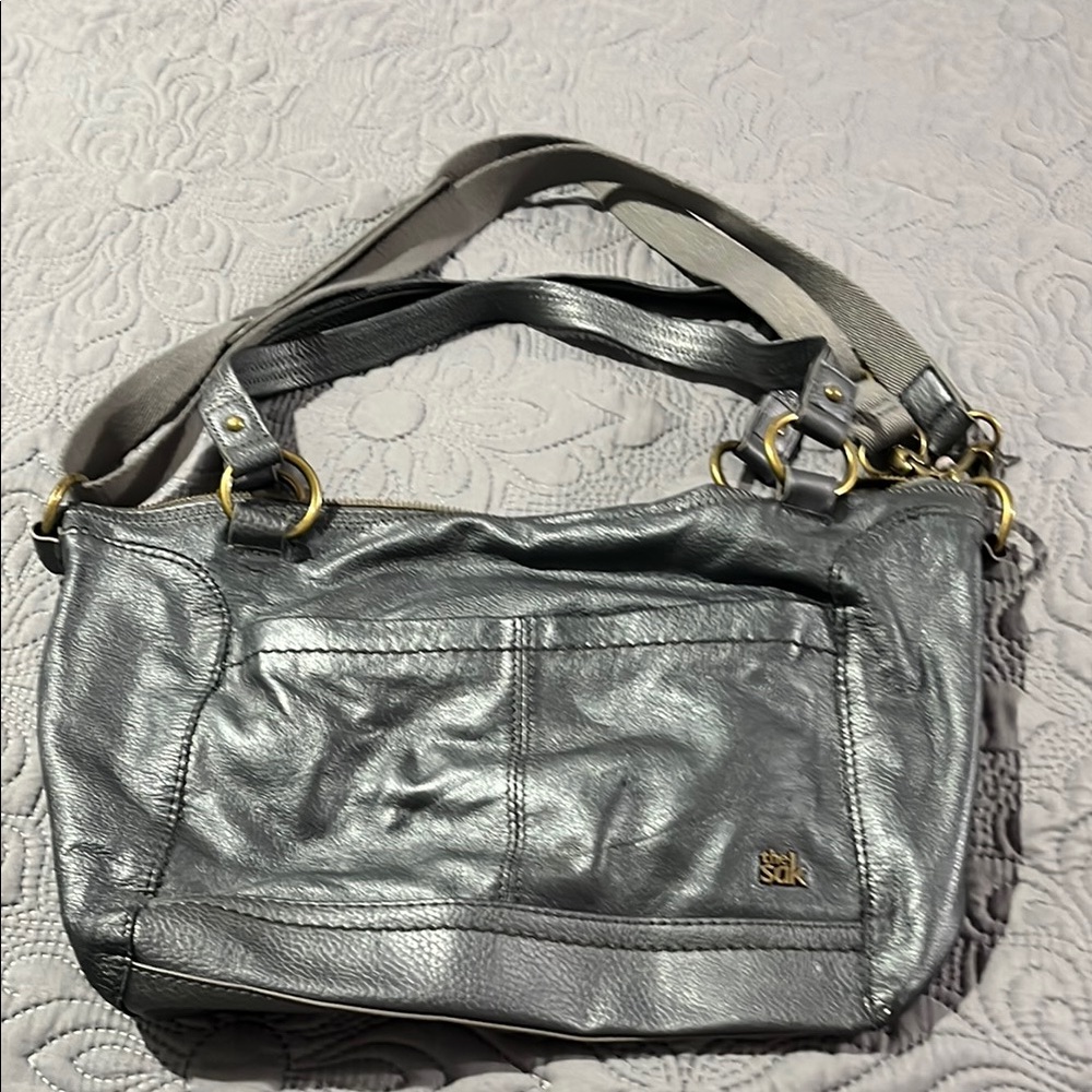 The Sak Metallic Gray Shoulder Bag